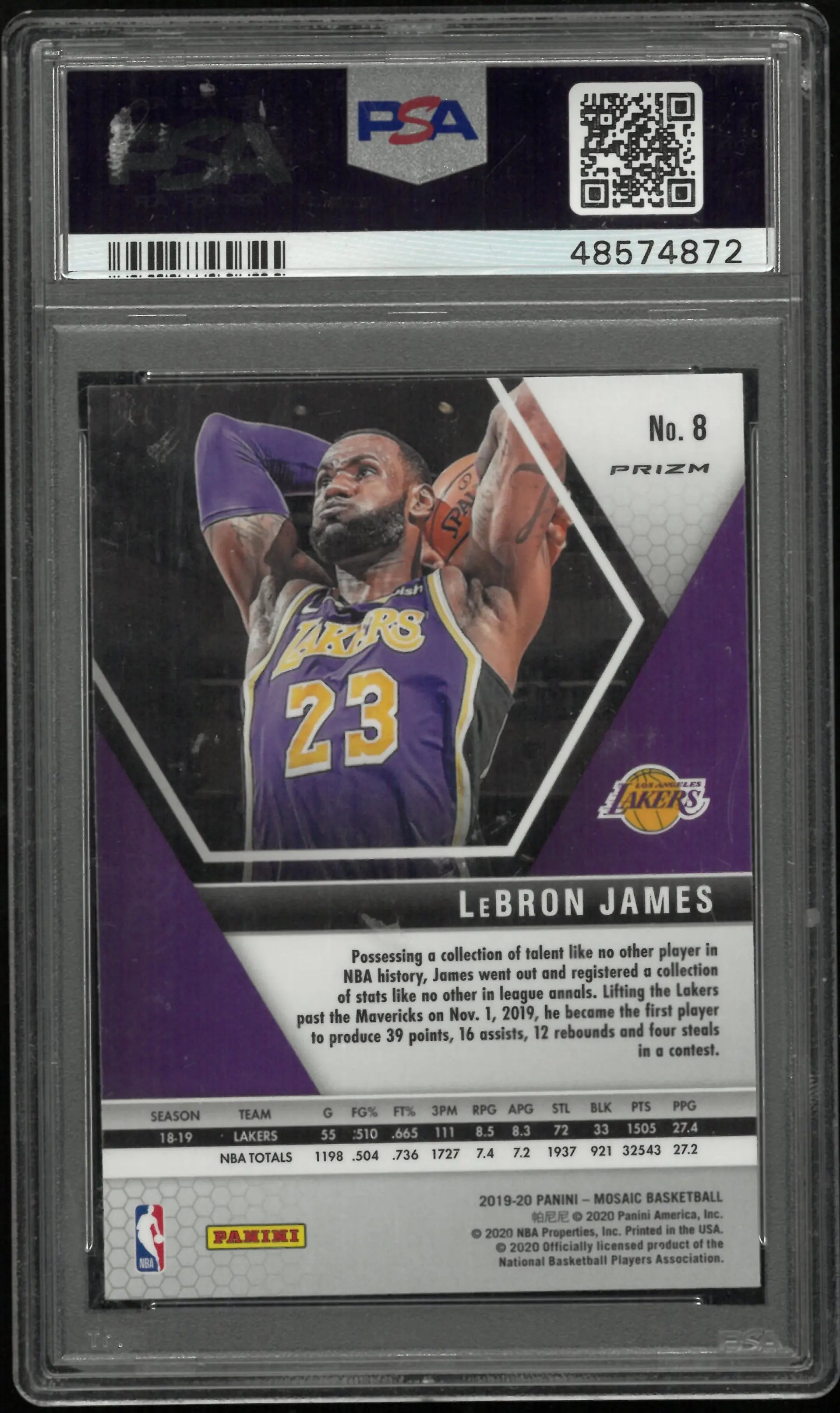 2019 Panini Mosaic LeBron James #8 Green PSA 9 