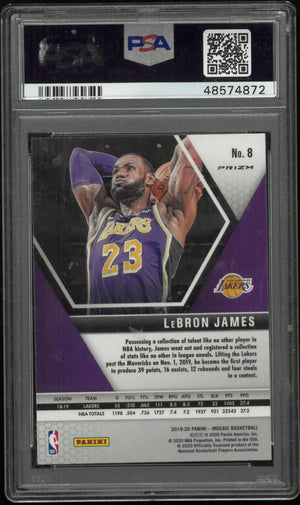 2019 Panini Mosaic LeBron James #8 Green PSA 9 
