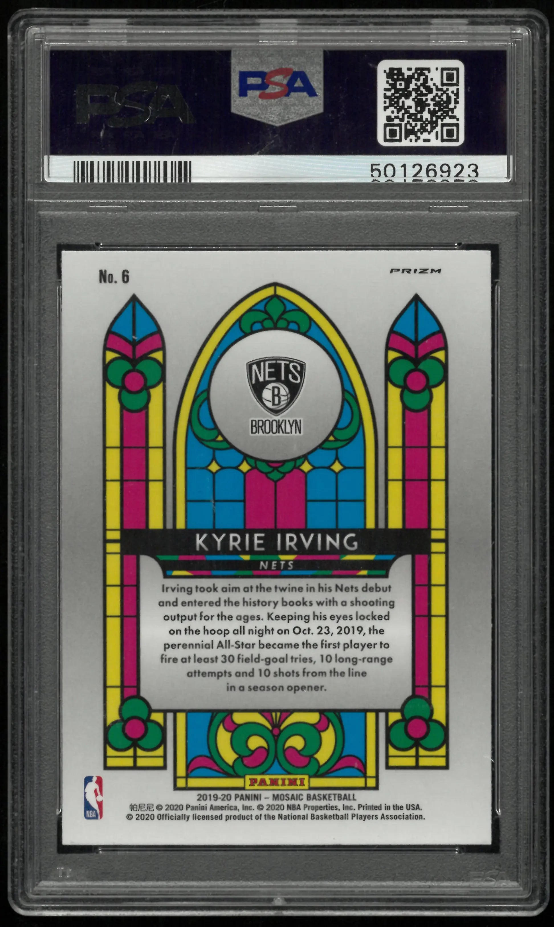 2019 Panini Mosaic Stained Glass Kyrie Irving #6 PSA 10 