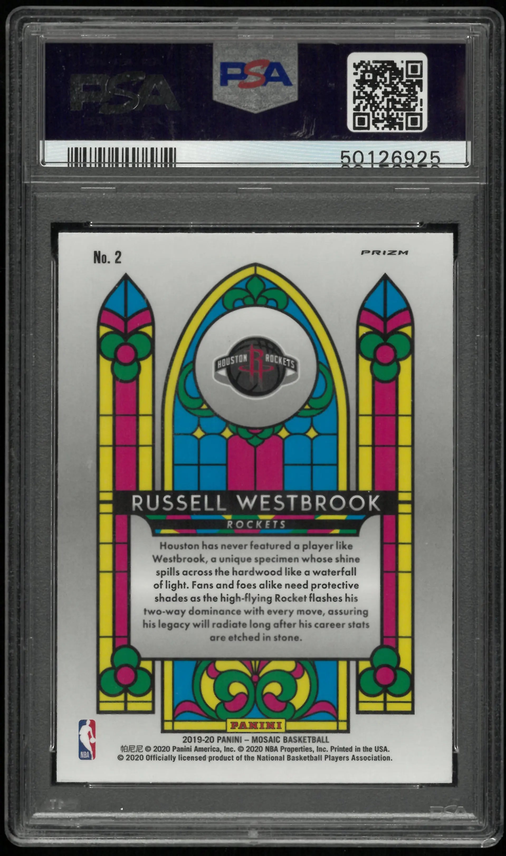 2019 Panini Mosaic Stained Glass Russell Westbrook #2 PSA 10 
