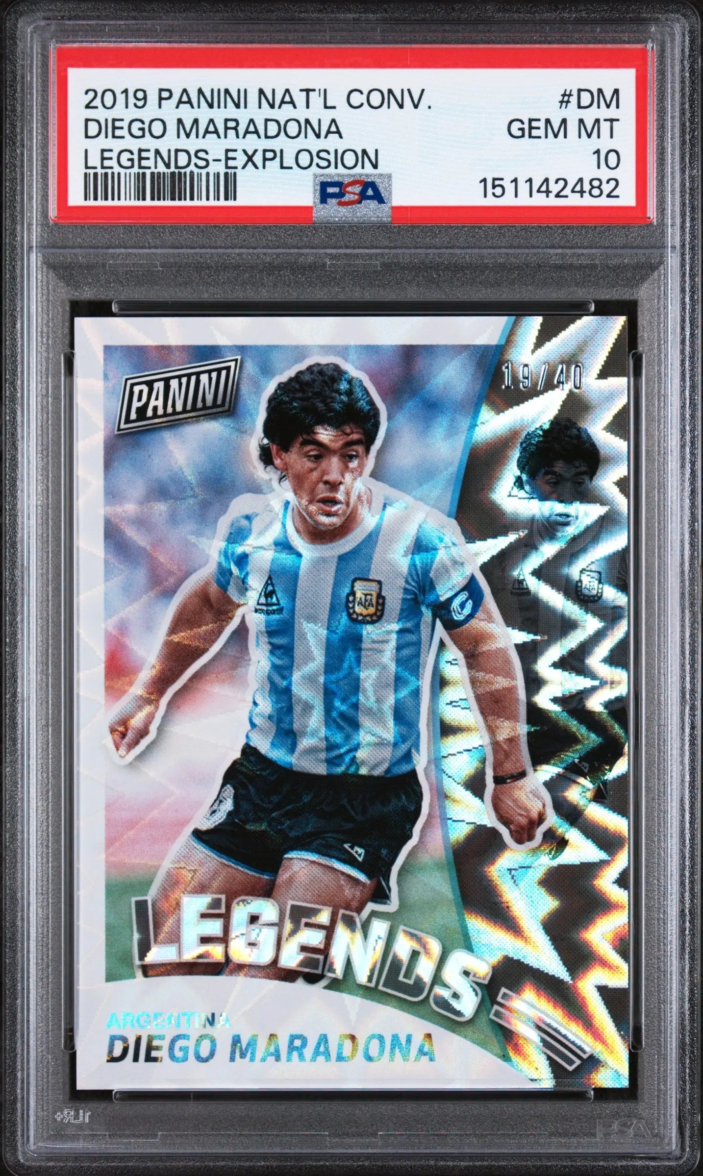 2019 Panini National Convention Legends Explosion Diego Maradona #DM /40 PSA 10 