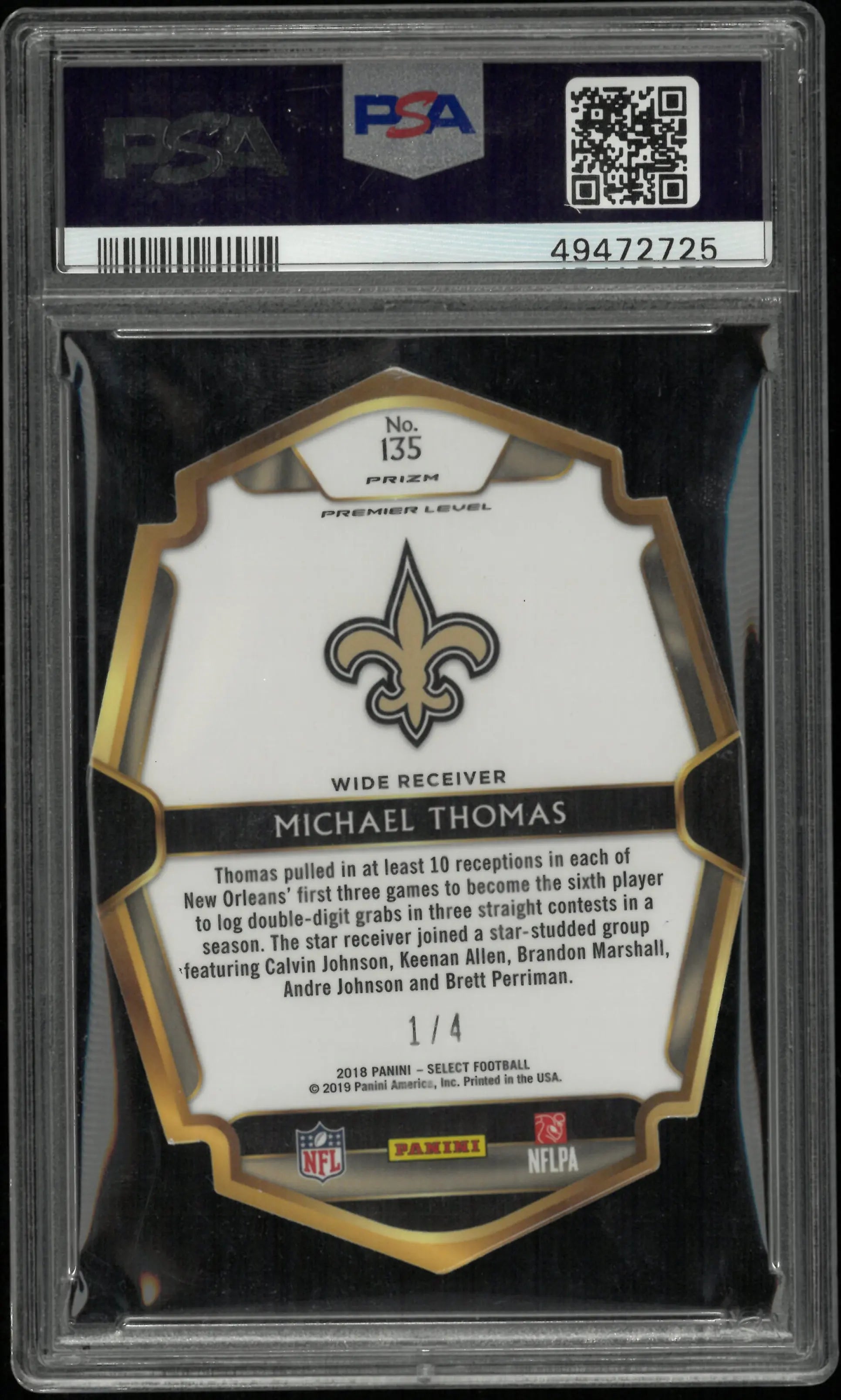 2019 Panini National Convention '18-19 Select Michael Thomas #135 /4 PSA 8 