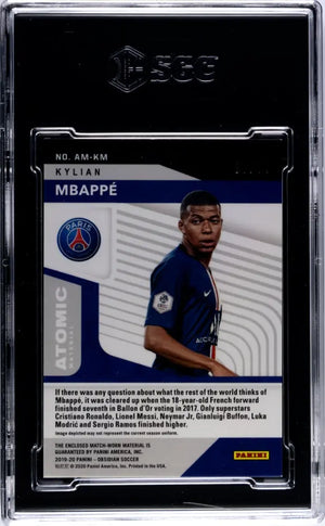 2019 Panini Obsidian Kylian Mbappe Atomic Materials Patch /99 SGC 10 