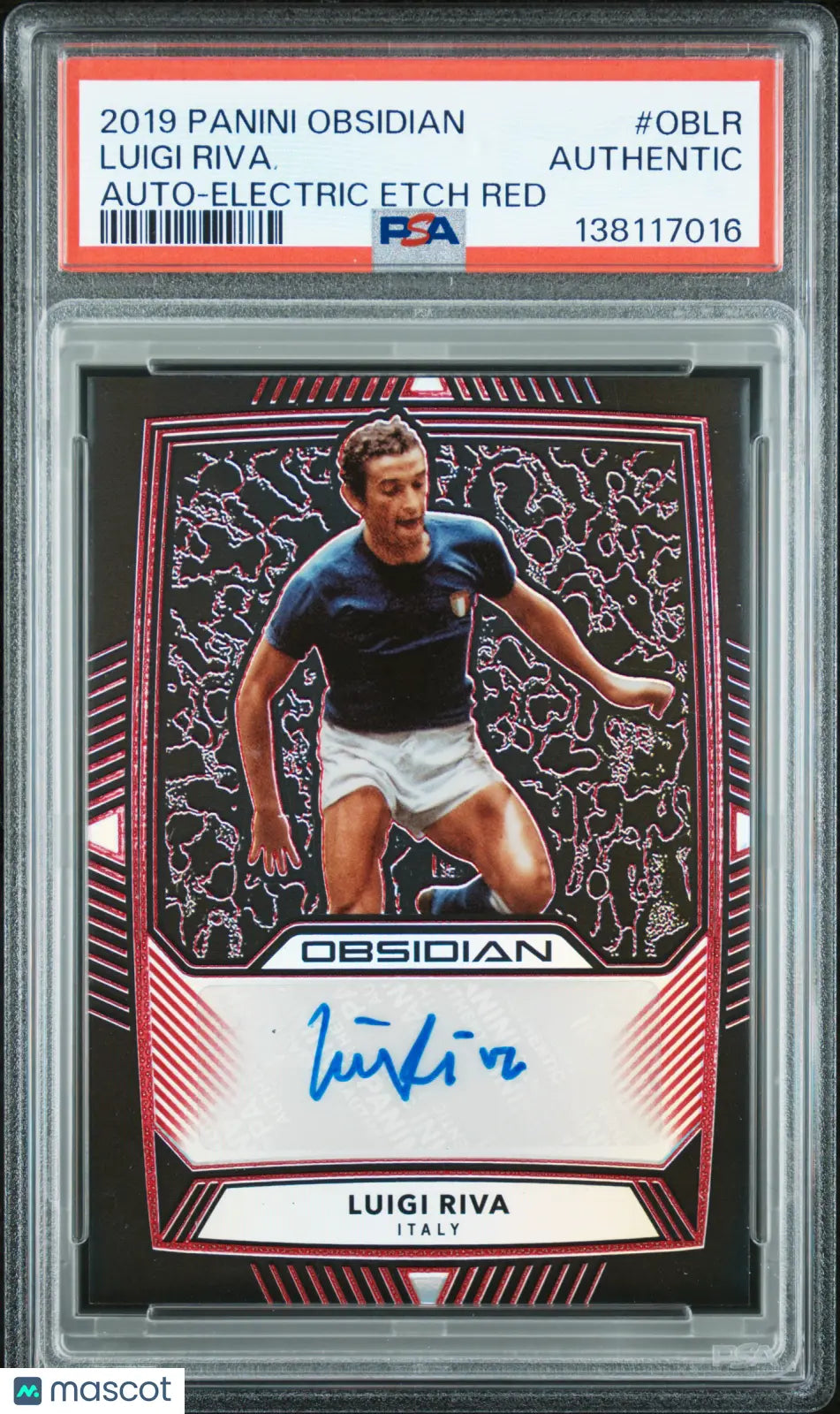 2019 Panini Obsidian Obsidian Autographs Luigi Riva  Electric Etch Red PSA A 