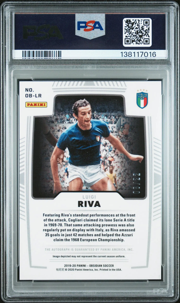 2019 Panini Obsidian Obsidian Autographs Luigi Riva  Electric Etch Red PSA A 