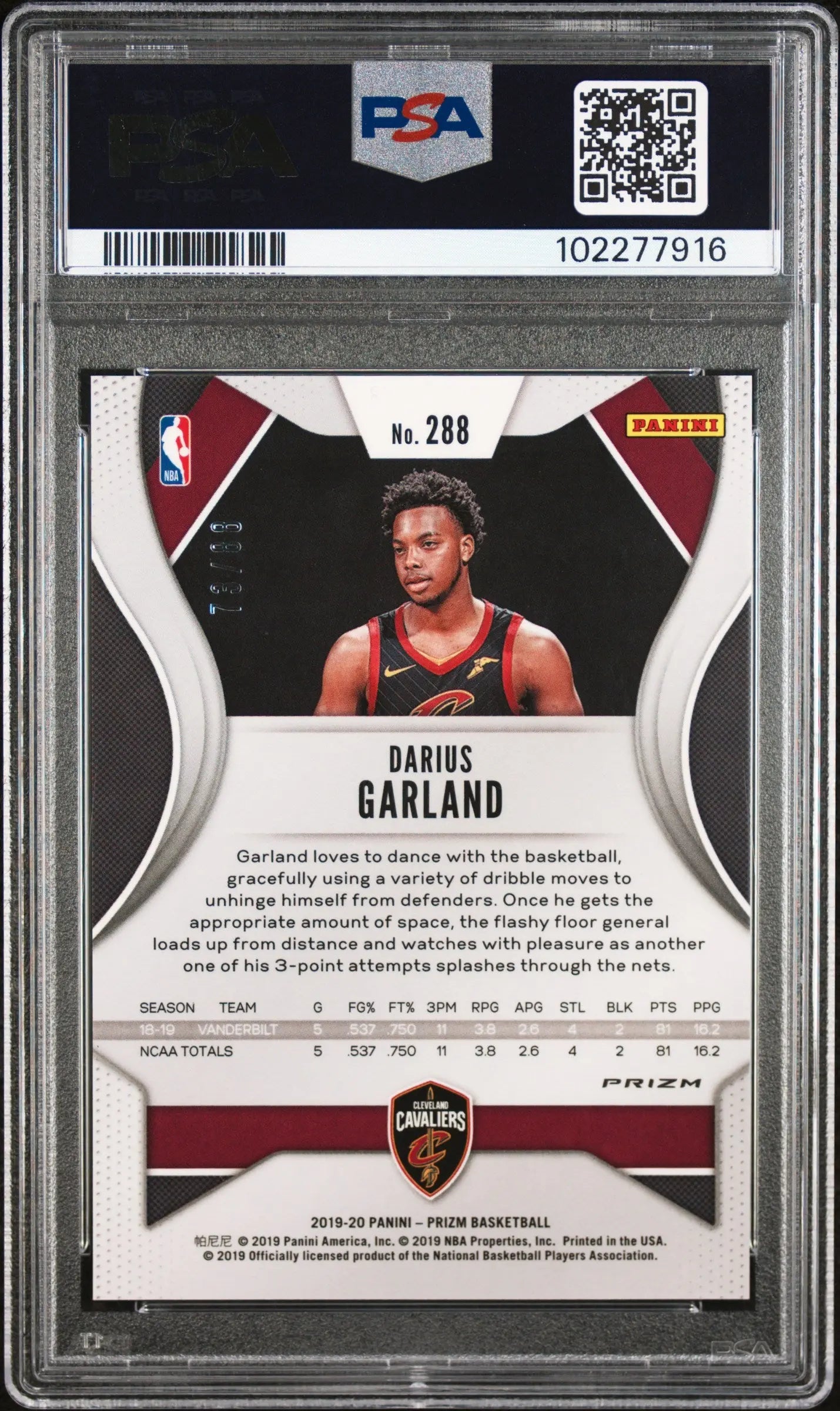 2019 Panini Prizm Basketball Darius Garland RC Rookie Choice Red PSA 10 /88 