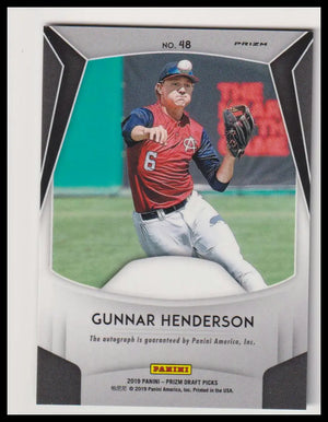 2019 Panini Prizm Draft Picks Autograph Gunnar Henderson Auto Green 