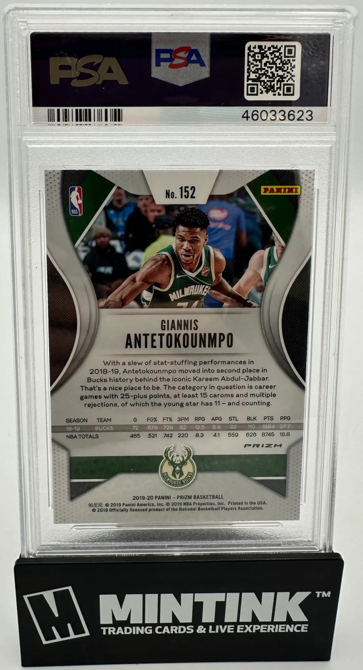 2019 Panini Prizm Giannis Antetokounmpo Orange Ice PSA 10 