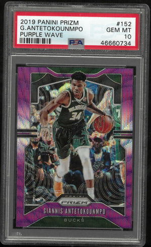 2019 Panini Prizm Giannis Antetokounmpo Purple Wave PSA 10 
