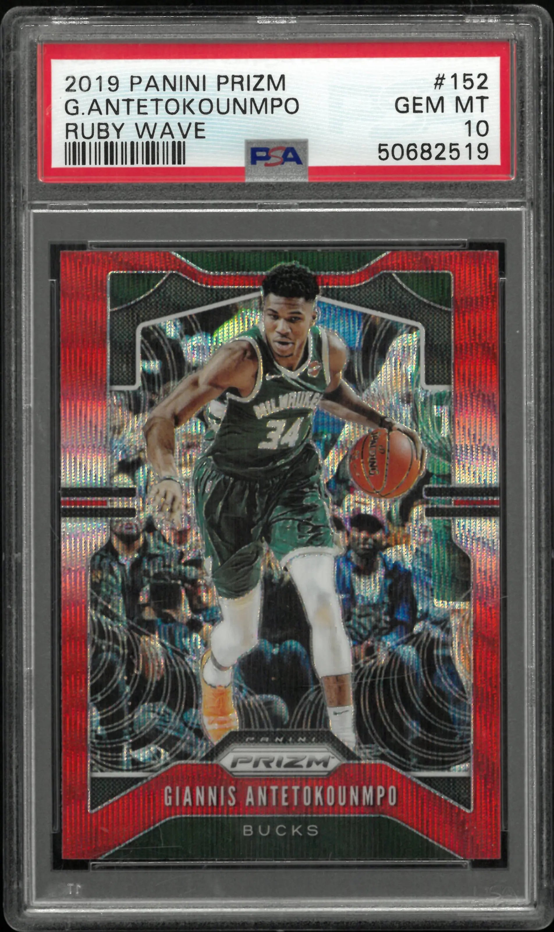 2019 Panini Prizm Giannis Antetokounmpo Ruby Wave PSA 10 