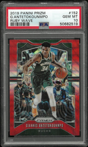 2019 Panini Prizm Giannis Antetokounmpo Ruby Wave PSA 10 