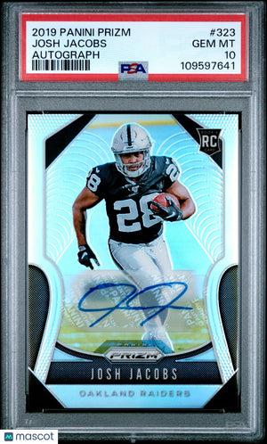 2019 Panini Prizm Josh Jacobs RC Rookie Auto Autograph PSA 10 