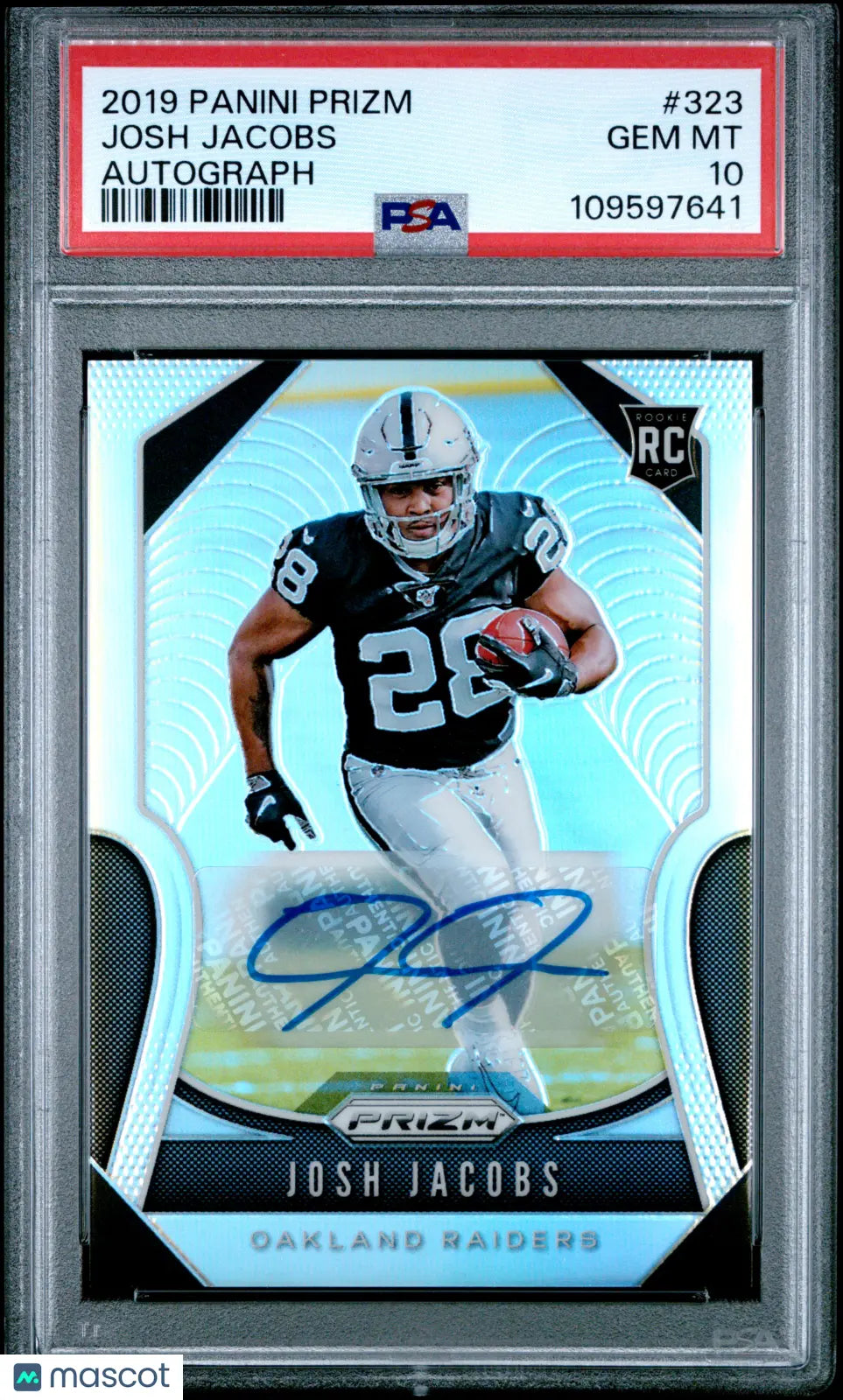 2019 Panini Prizm Josh Jacobs RC Rookie Auto Autograph PSA 10 