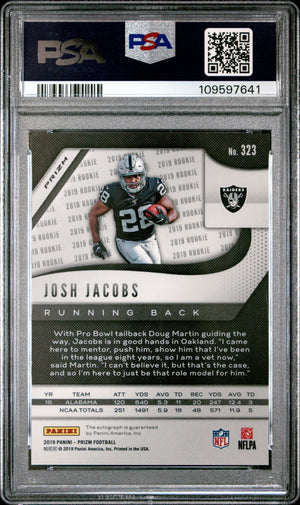 2019 Panini Prizm Josh Jacobs RC Rookie Auto Autograph PSA 10 