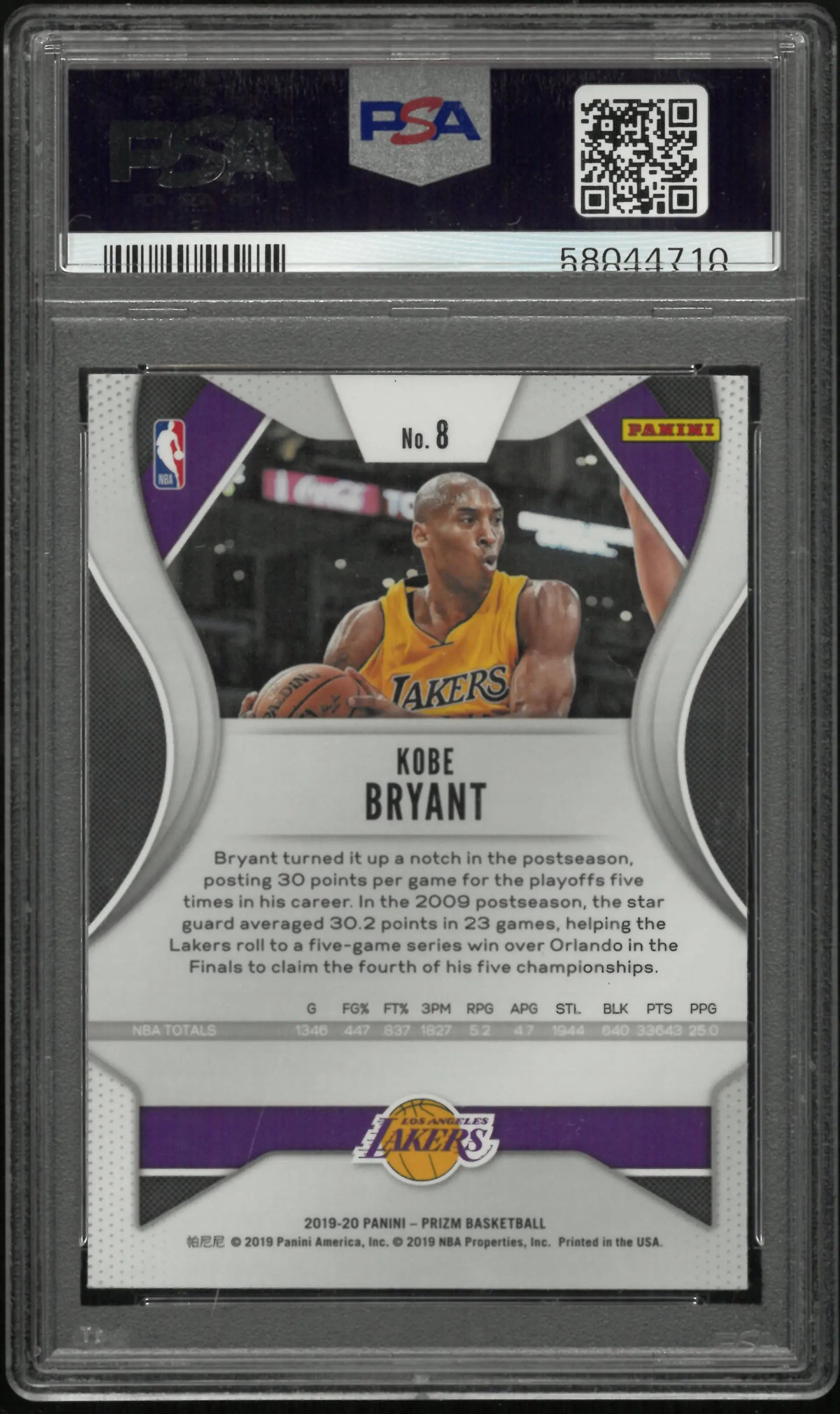 2019 Panini Prizm Kobe Bryant #8 PSA 10 