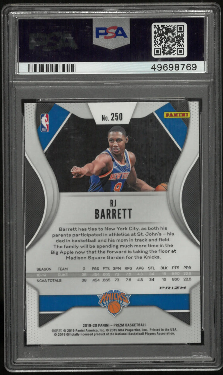 2019 Panini Prizm Rookie RJ Barrett Ruby Wave RC PSA 10 