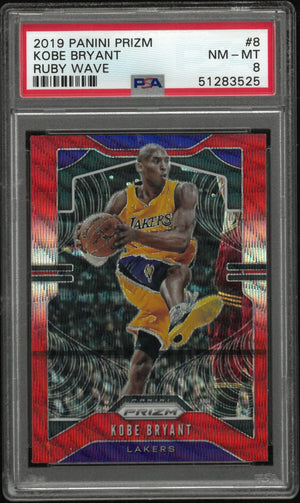 2019 Panini Prizm Ruby Wave Kobe Bryant #8 PSA 8 