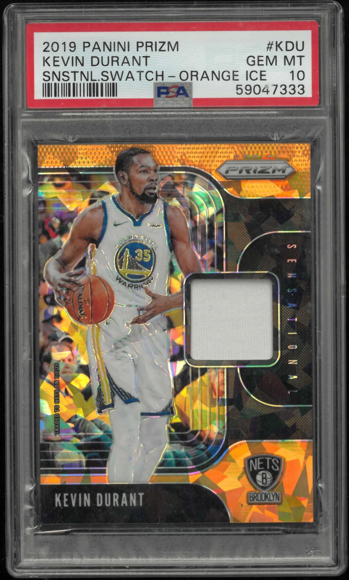 2019 Panini Prizm Sensational Patch Kevin Durant Orange Ice PSA 10 