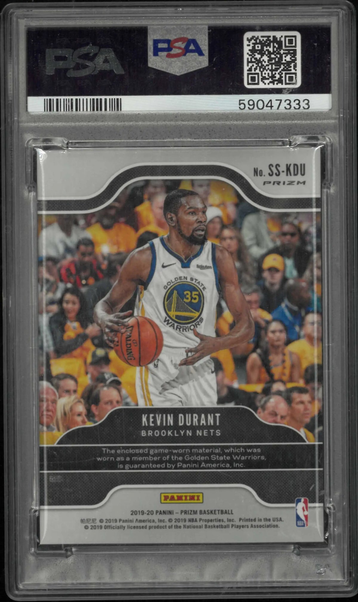 2019 Panini Prizm Sensational Patch Kevin Durant Orange Ice PSA 10 
