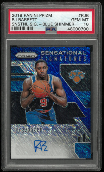2019 Panini Prizm Sensational Signatures Auto RJ Barrett RC Blue Shimm