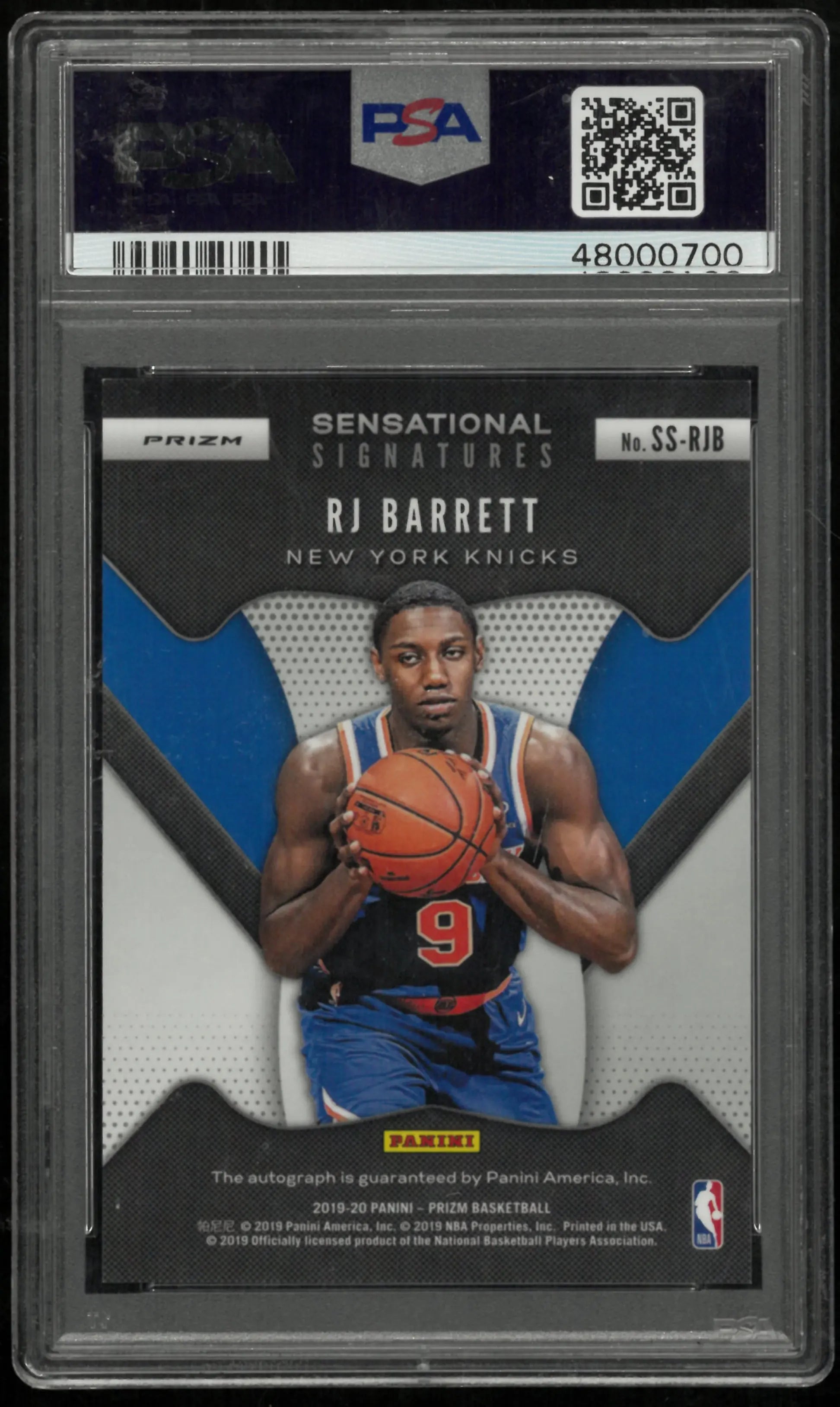 2019 Panini Prizm Sensational Signatures Auto RJ Barrett RC Blue Shimm