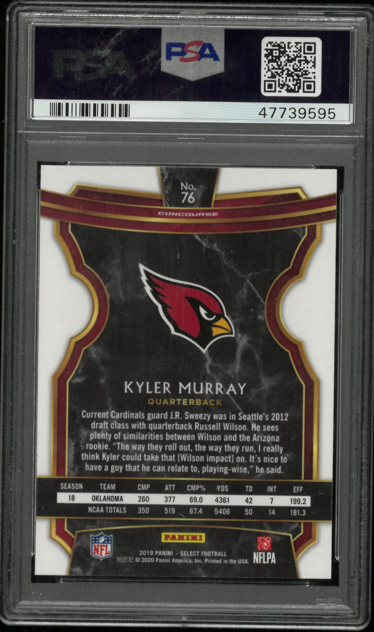 2019 Panini Select Kyler Murray Rookie RC PSA 10 