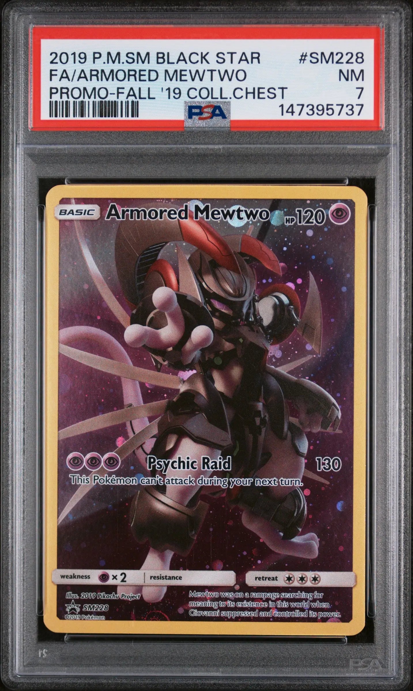 2019 Pokemon Black Star Promo Armored Mewtwo SM228 PSA 7 