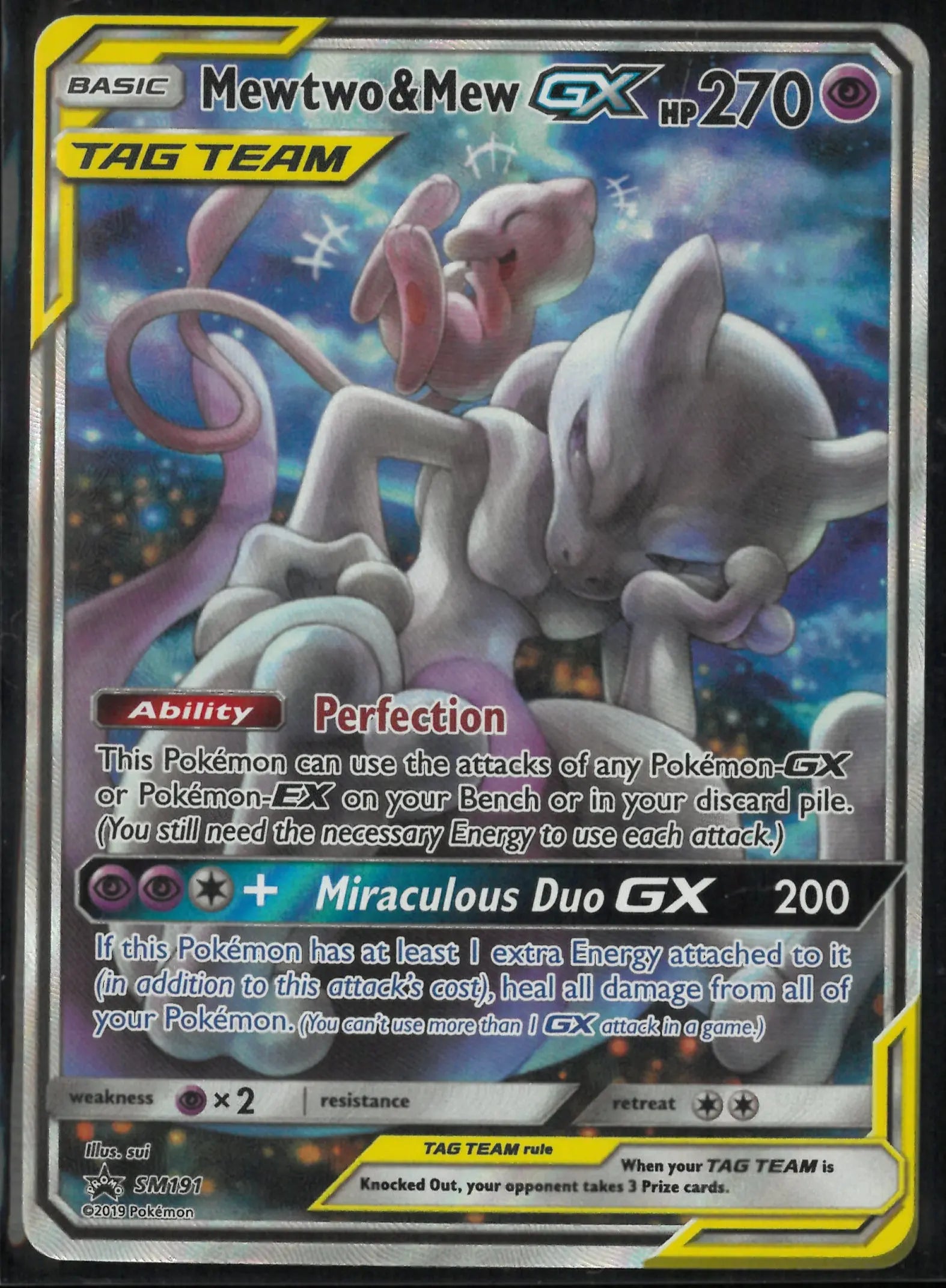 2019 Pokemon Black Star Promo Mewtwo & Mew GX Tag Team SM191 