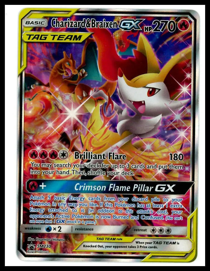 2019 Pokemon Black Star Promos Charizard & Braixen GX SM230 LP 