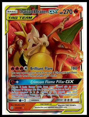 2019 Pokemon Cosmic Eclips Charizard & Braixen GX 22/236 