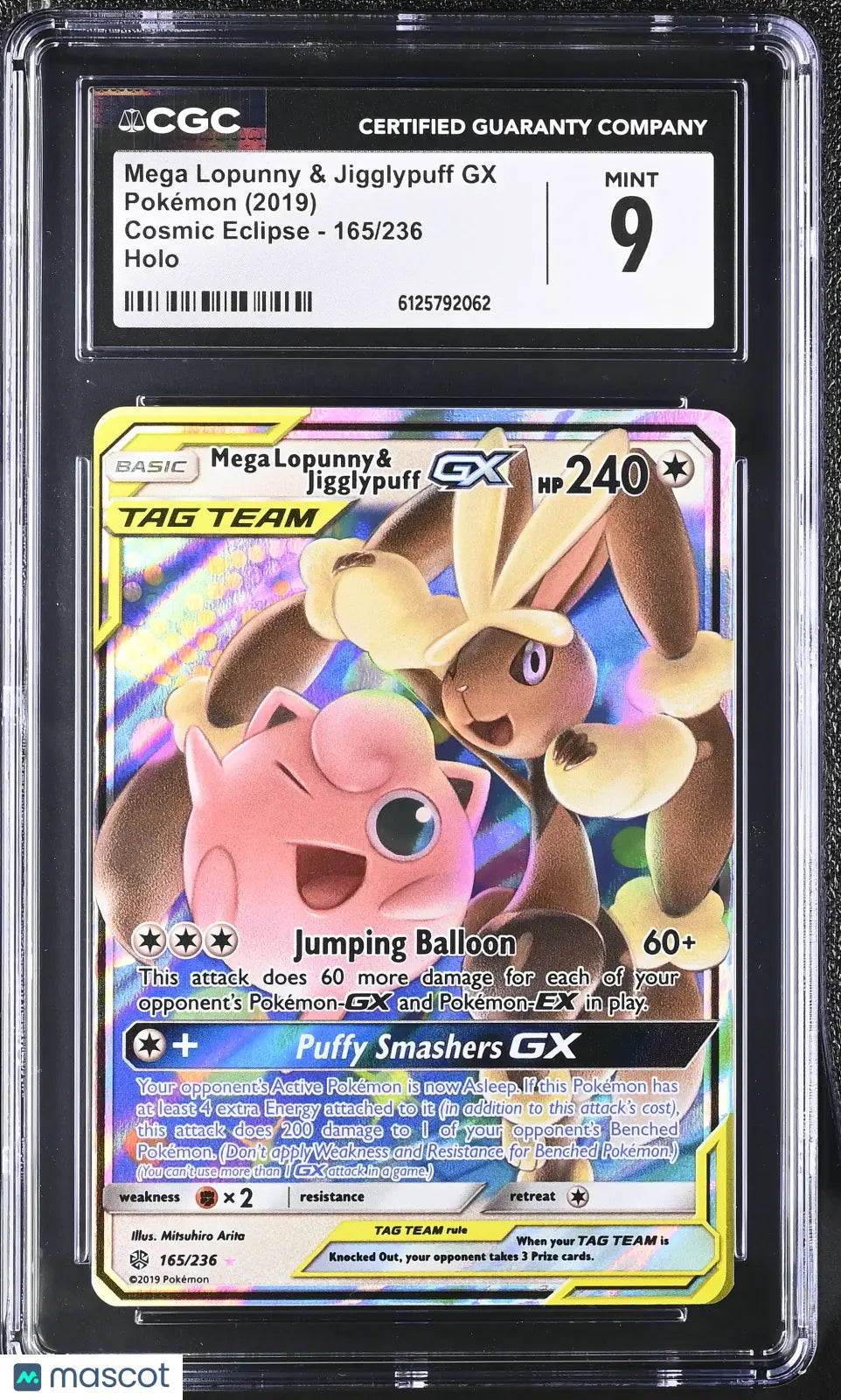 2019 Pokemon Cosmic Eclipse Tag Team Mega Lopunny Jigglypuff GX CGC 9 165/236 