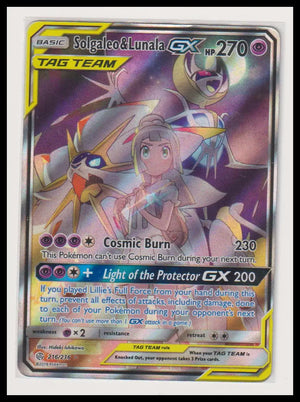 2019 Pokemon Cosmic Eclispe Solgaleo & Lunala GX Alt Art 216/236 MP 
