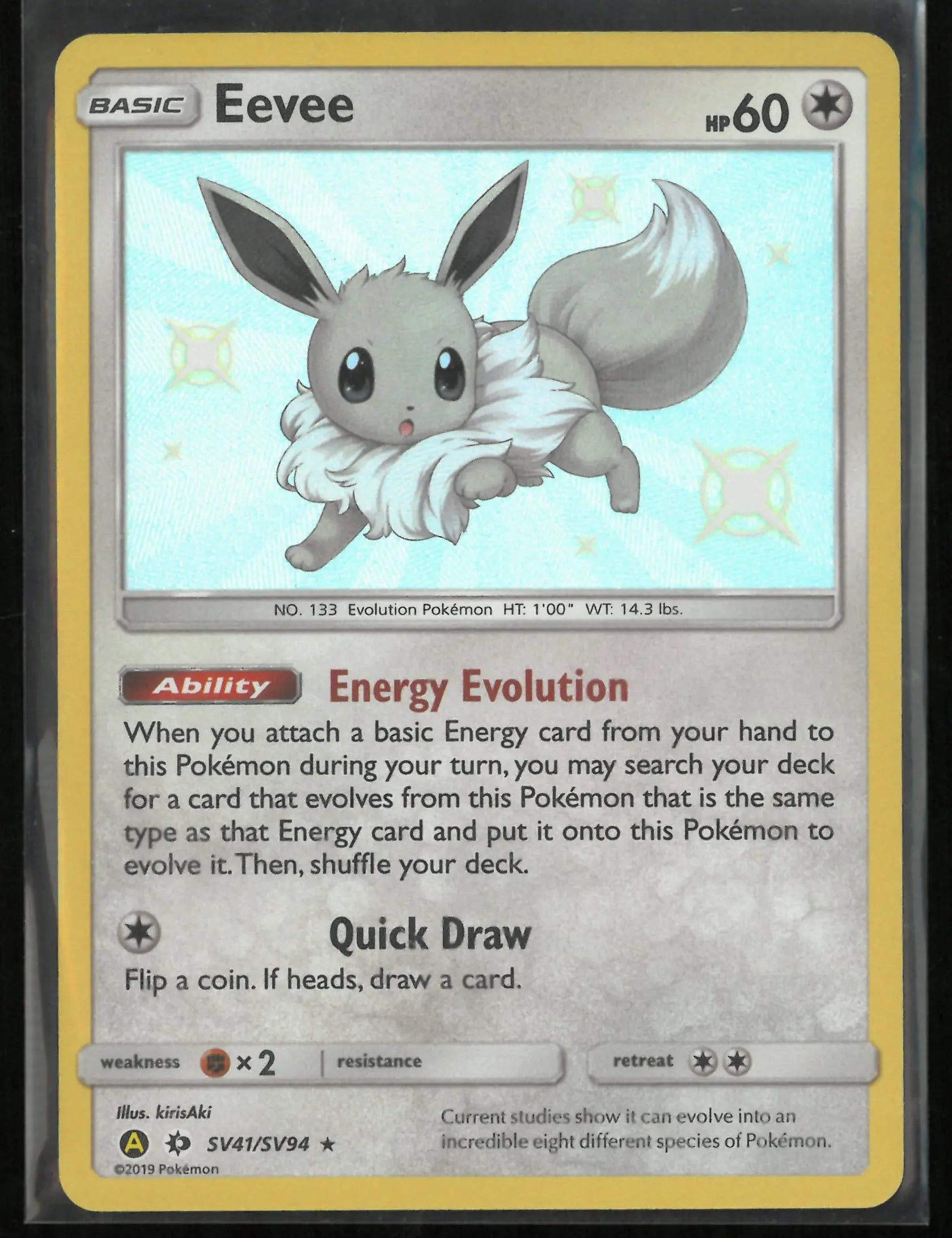 2019 Pokemon Eevee Shiny Holo Rare Hidden Fates Shiny Vault SV41/SV94 