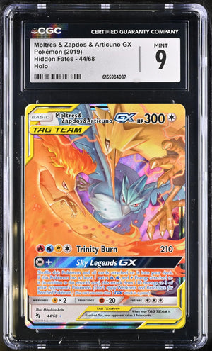 2019 Pokemon Hidden Fates Moltres & Zapdos & Articuno GX 44/68 CGC 9 