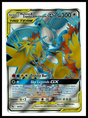2019 Pokemon Hidden Fates Moltres & Zapdos & Articuno GX 66/68 