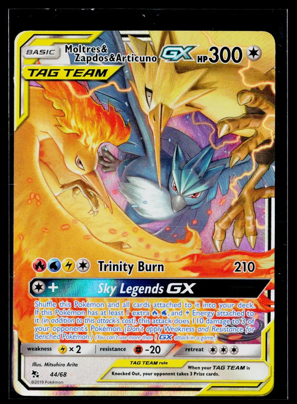 2019 Pokemon Hidden Fates Moltres & Zapdos & Articuno GX Ultra Rare 44/68 