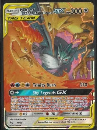 2019 Pokemon Hidden Fates Secret Rare Moltres & Zapdos & Articuno GX 44/68 