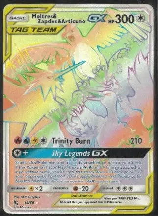2019 Pokemon Hidden Fates Secret Rare Moltres & Zapdos & Articuno GX 69/68 
