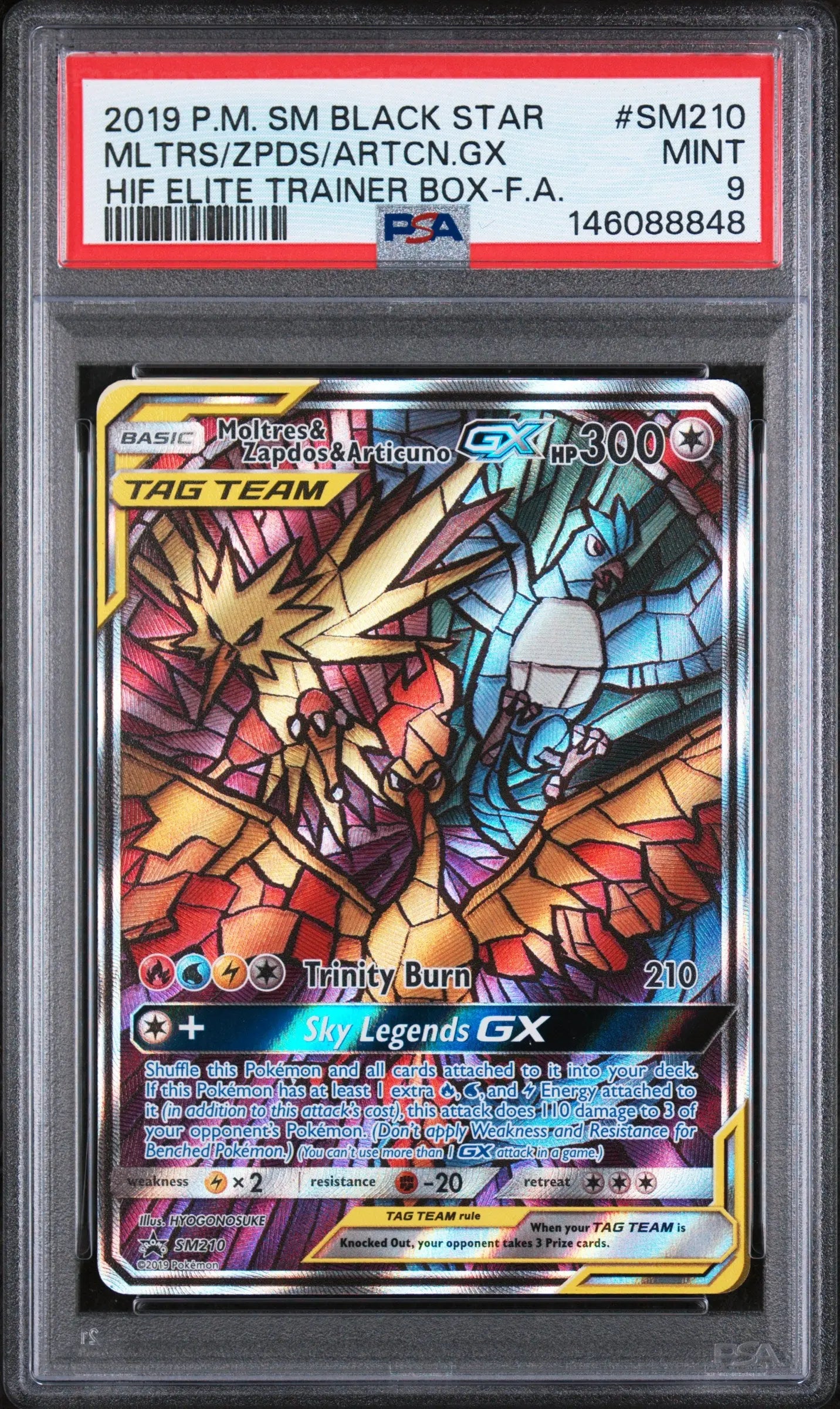 2019 Pokemon SM Black Star Promo Articuno Moltres Zapdos GX SM210 ETB PSA 9 