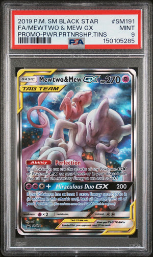2019 Pokemon SM Black Star Promo Mewtwo & Mew GX Tag Team SM191 PSA 9 