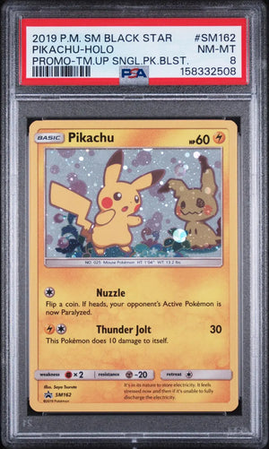 2019 Pokemon SM Black Star Promo Pikachu-Holo SM162 PSA 8 
