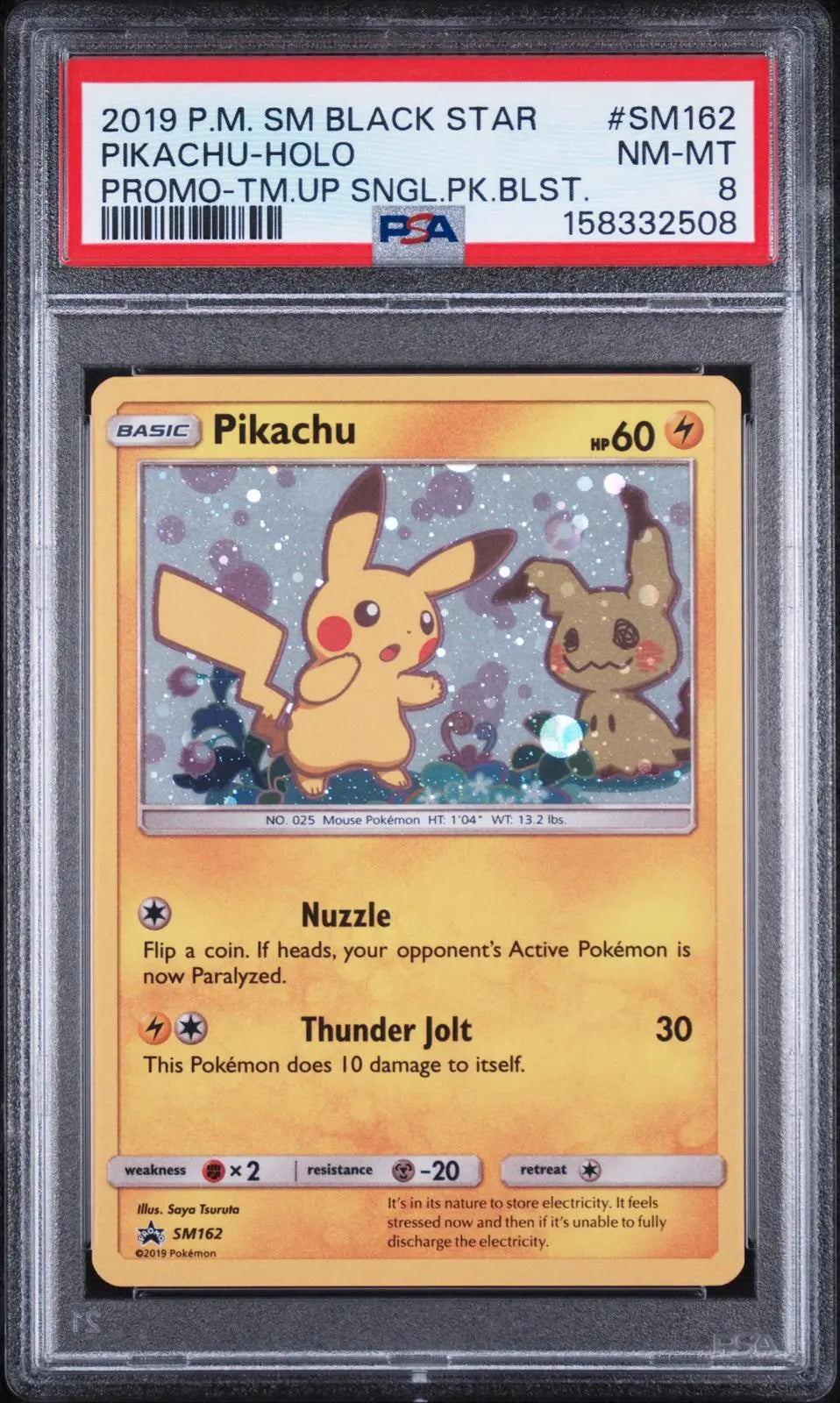 2019 Pokemon SM Black Star Promo Pikachu-Holo SM162 PSA 8 