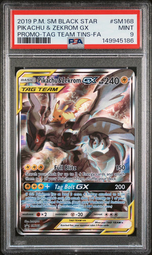 2019 Pokemon SM Black Star Promo Pikachu & Zekrom GX TAG Team SM168 PSA 9 
