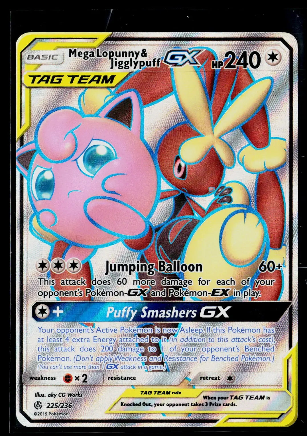 2019 Pokemon SM Cosmic Eclipse Mega Lopunny & Jigglypuff GX Ultra Rare 225/236 