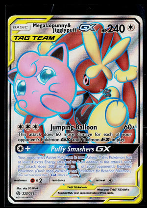 2019 Pokemon SM Cosmic Eclipse Mega Lopunny & Jigglypuff GX Ultra Rare 225/236 