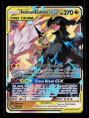 2019 Pokemon SM Cosmic Eclipse Reshiram & Zekrom GX Ultra Rare 157/236 