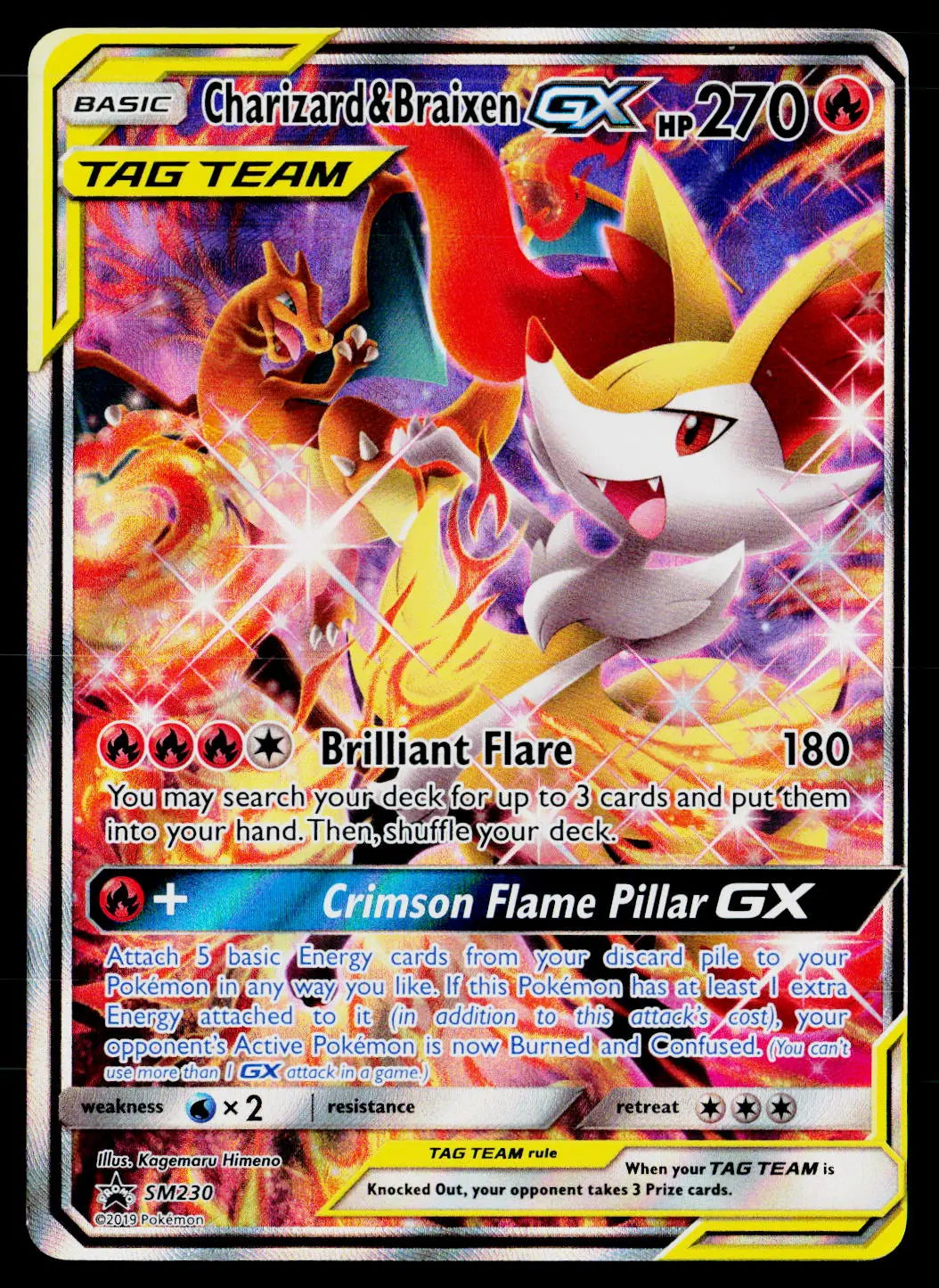 2019 Pokemon SM Promos #SM230 Charizard & Braixen GX 