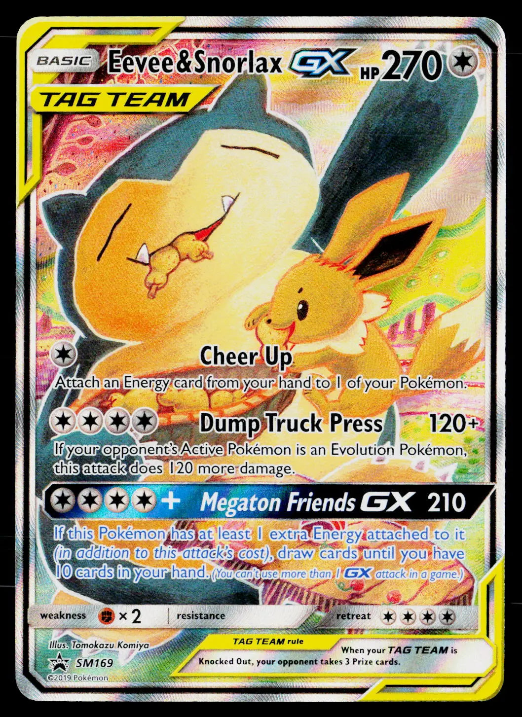 2019 Pokemon SM Sun & Moon Promo SM169 Eevee & Snorlax GX 