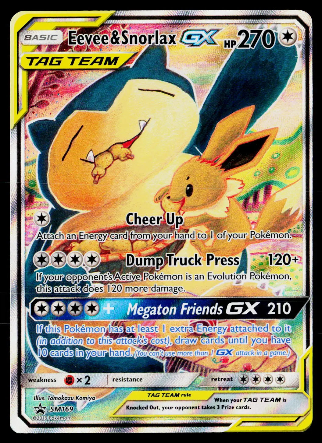 2019 Pokemon SM Sun & Moon Promo SM169 Eevee & Snorlax GX 