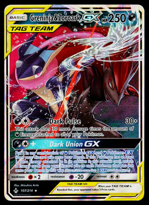 2019 Pokemon SM Unbroken Bonds #107/214 Greninja & Zoroark GX 